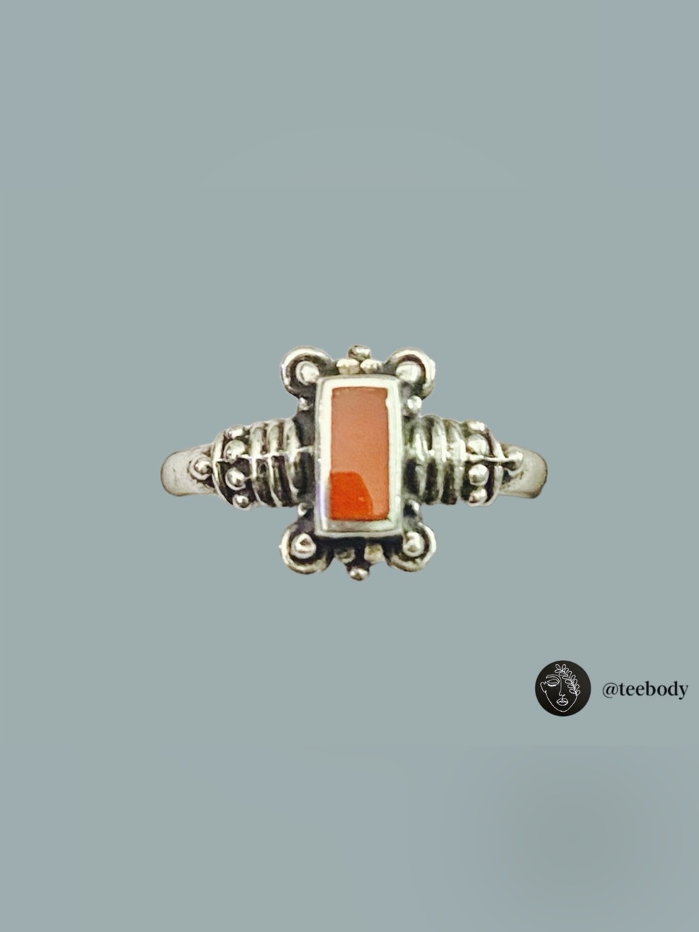 VTG Navajo 925 Sterling Silver Red Coral Ring Size 5.5 NWT